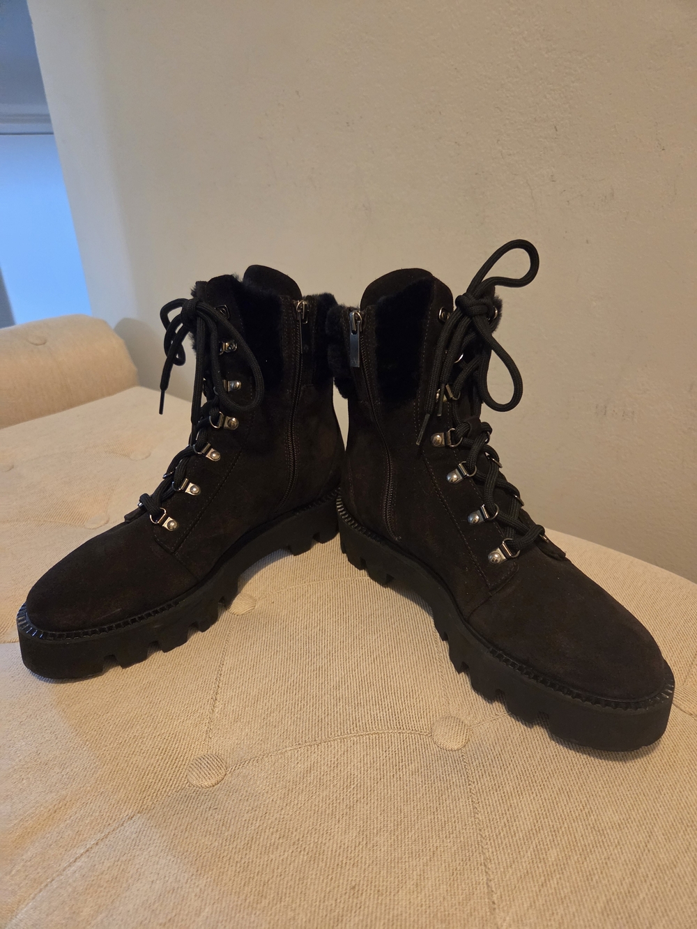 Dark Brown Lace-Up Women's Combat Boots